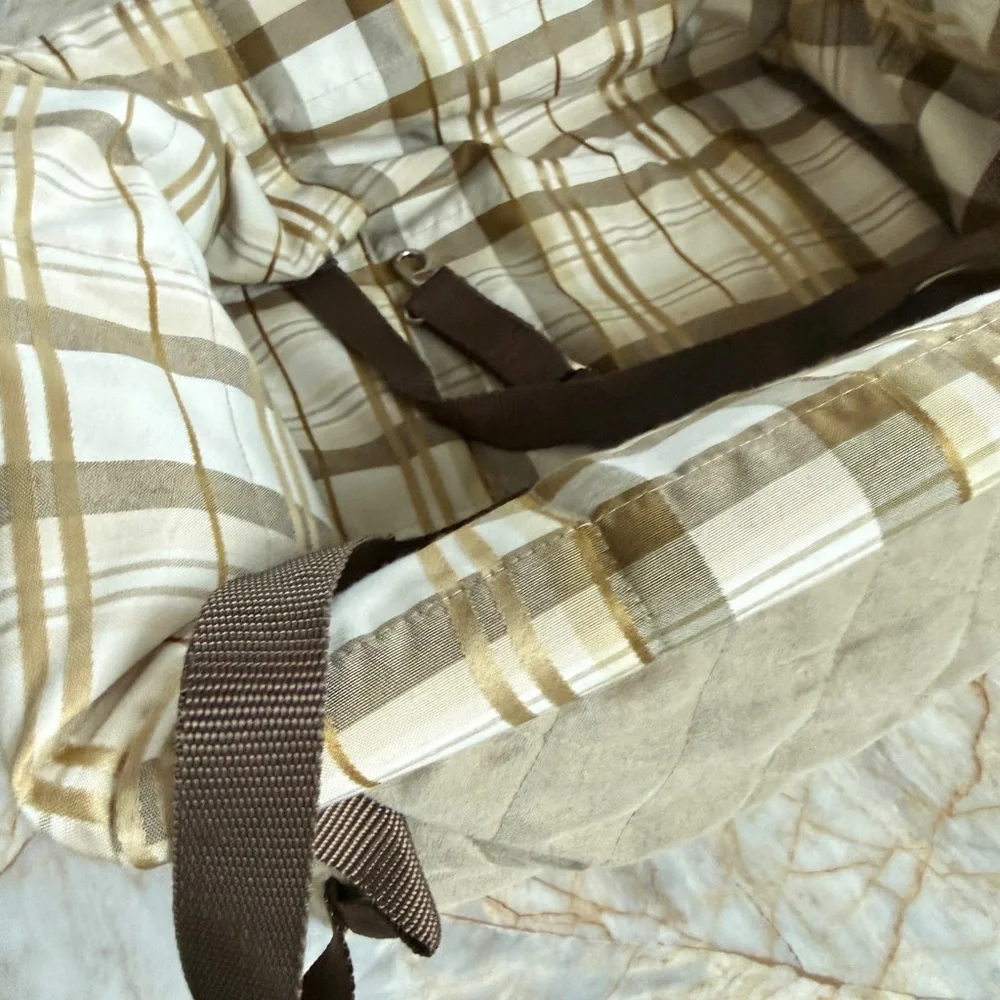 PetSafe Happy Ride Quilted Dog Booster‎ Seat Tan Plaid Fleece Small Pet Car Seat